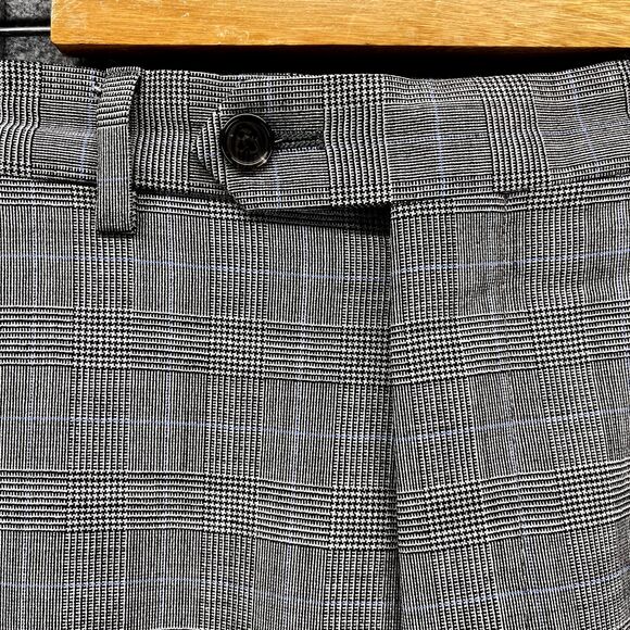 Lands‎ End Pants Womens 34 Gray Plaid Bootcut cuffed flat front pocket - Picture 8 of 16